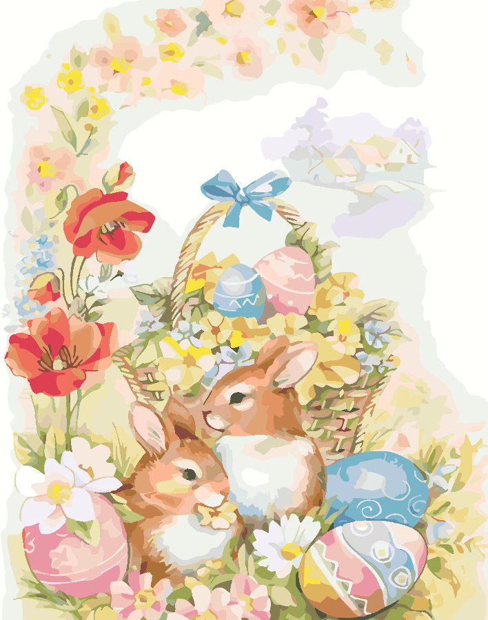 Paint by numbers - Bunnies with Easter Eggs 4312