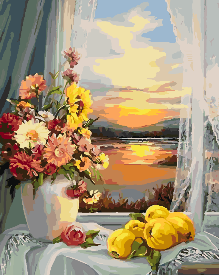 Paint by numbers - Flowers in a Vase and Sunset 4332