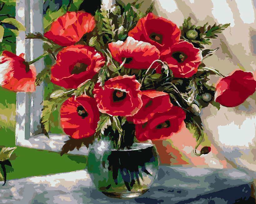 Paint by numbers - Red Flowers in Vase 4339