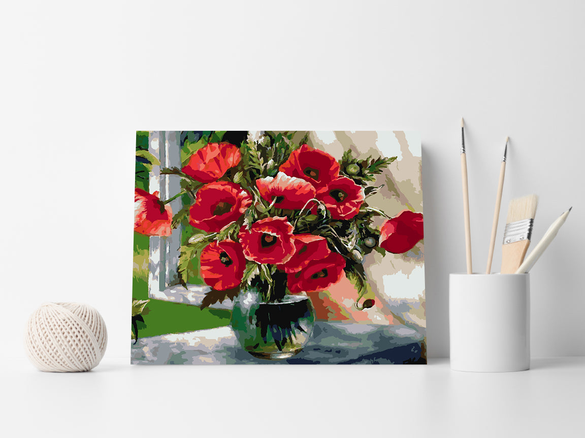 Paint by numbers - Red Flowers in Vase 4339