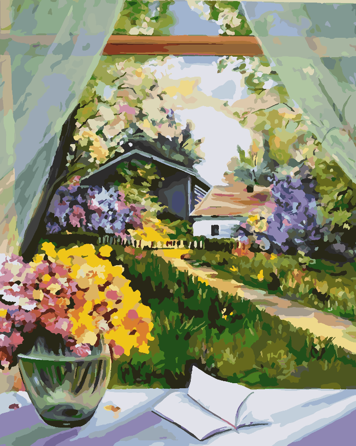Pictura pe numere - Flori Galbene in Vaza 4347