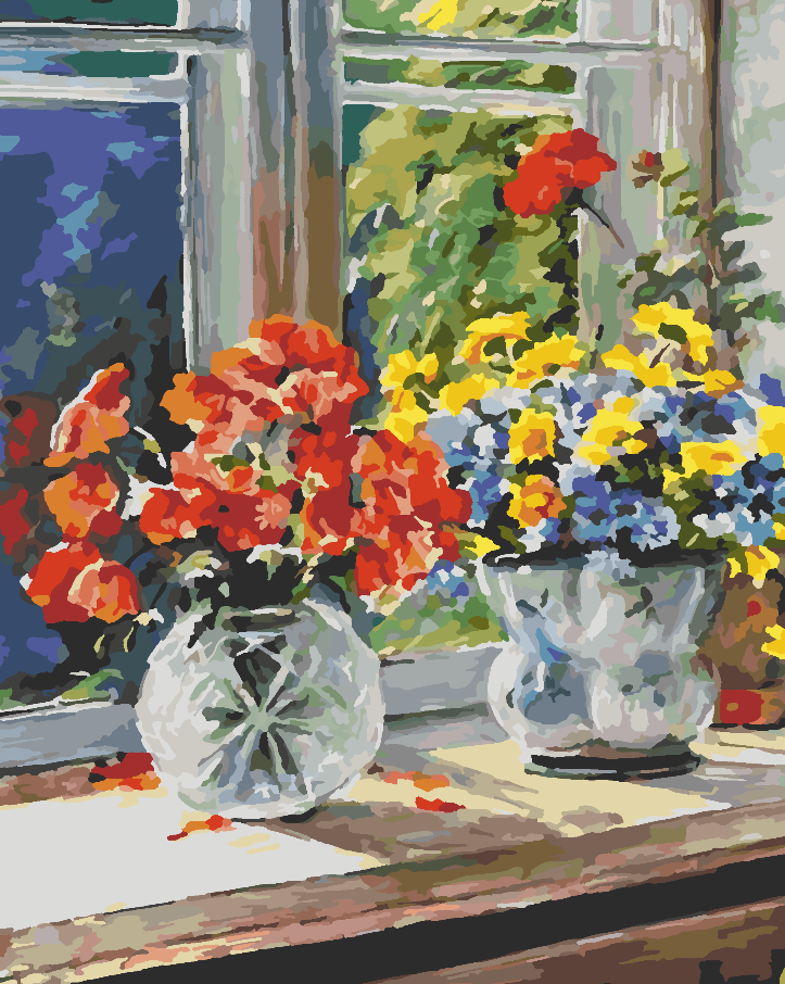 Pictura pe numere - Flori Rosii in Vaza 4354