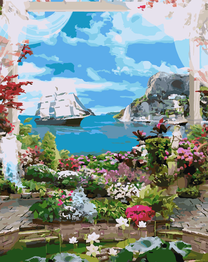 Paint by numbers - Landscape Boat at Sea 4366
