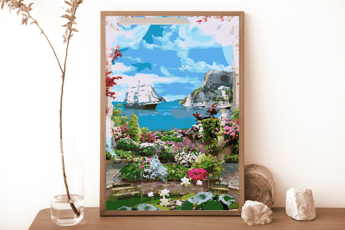Paint by numbers - Landscape Boat at Sea 4366