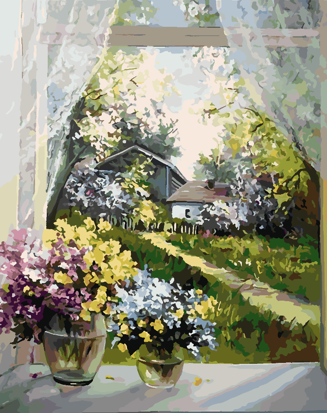 Pictura pe numere - Flori in Vaza 4374