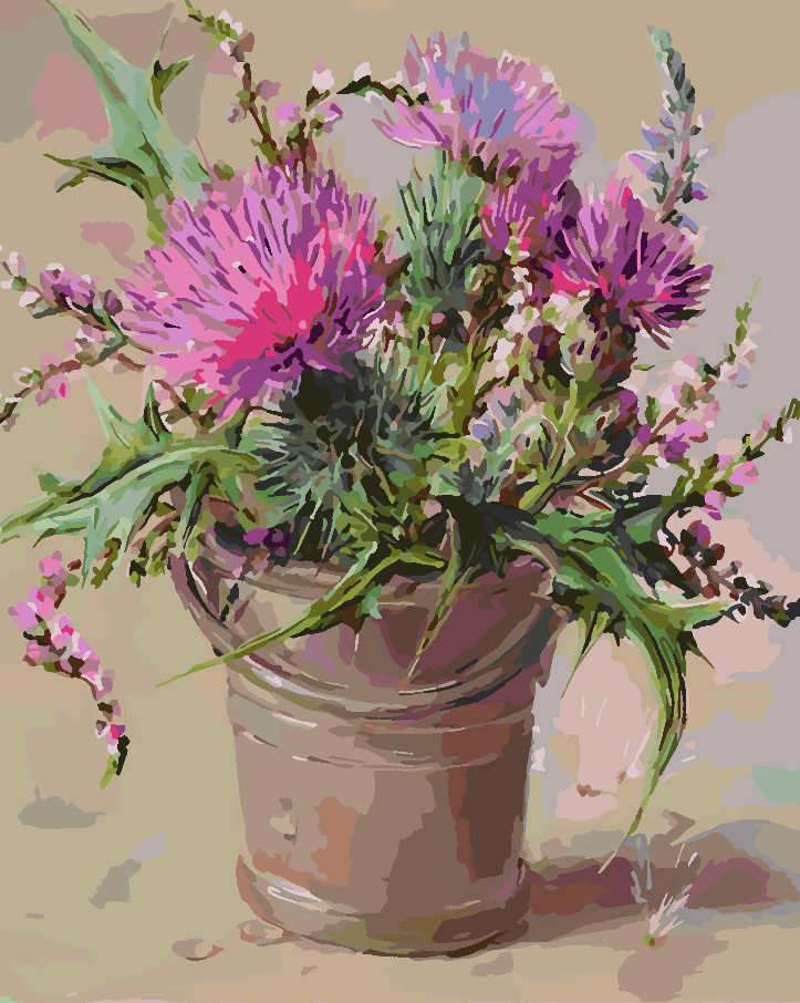Paint by numbers - Pink Flowers in Vase 4388