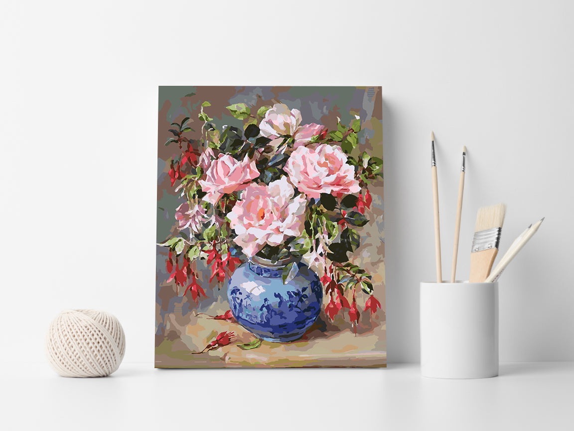 Paint by numbers - Pink Flowers in Vase 4389