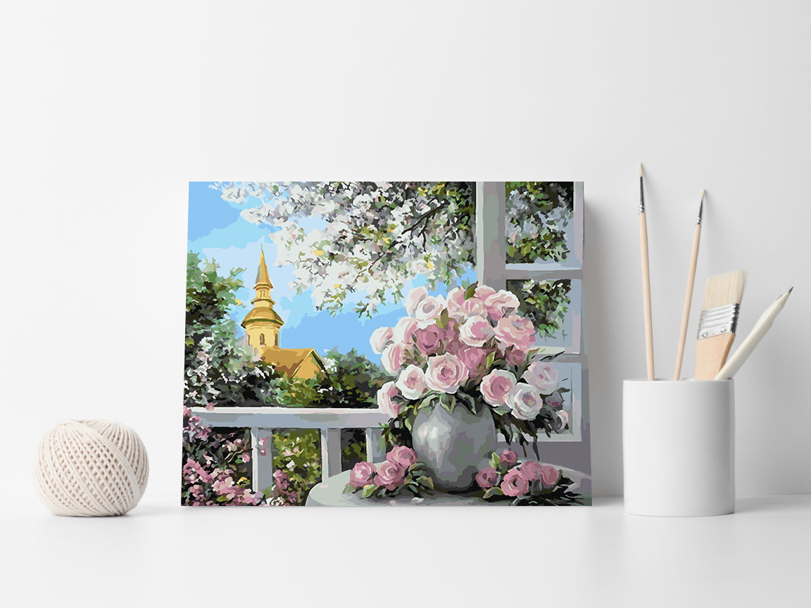 Paint by numbers - Pink Roses in Vase 4397