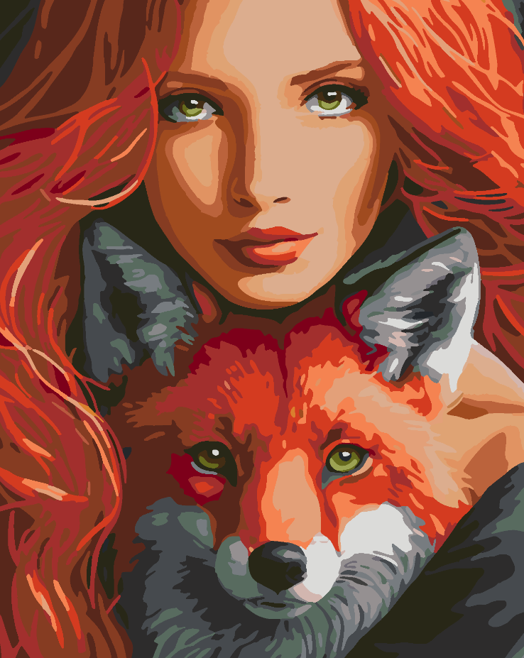 Paint by numbers - Woman with Fox Portrait 4402