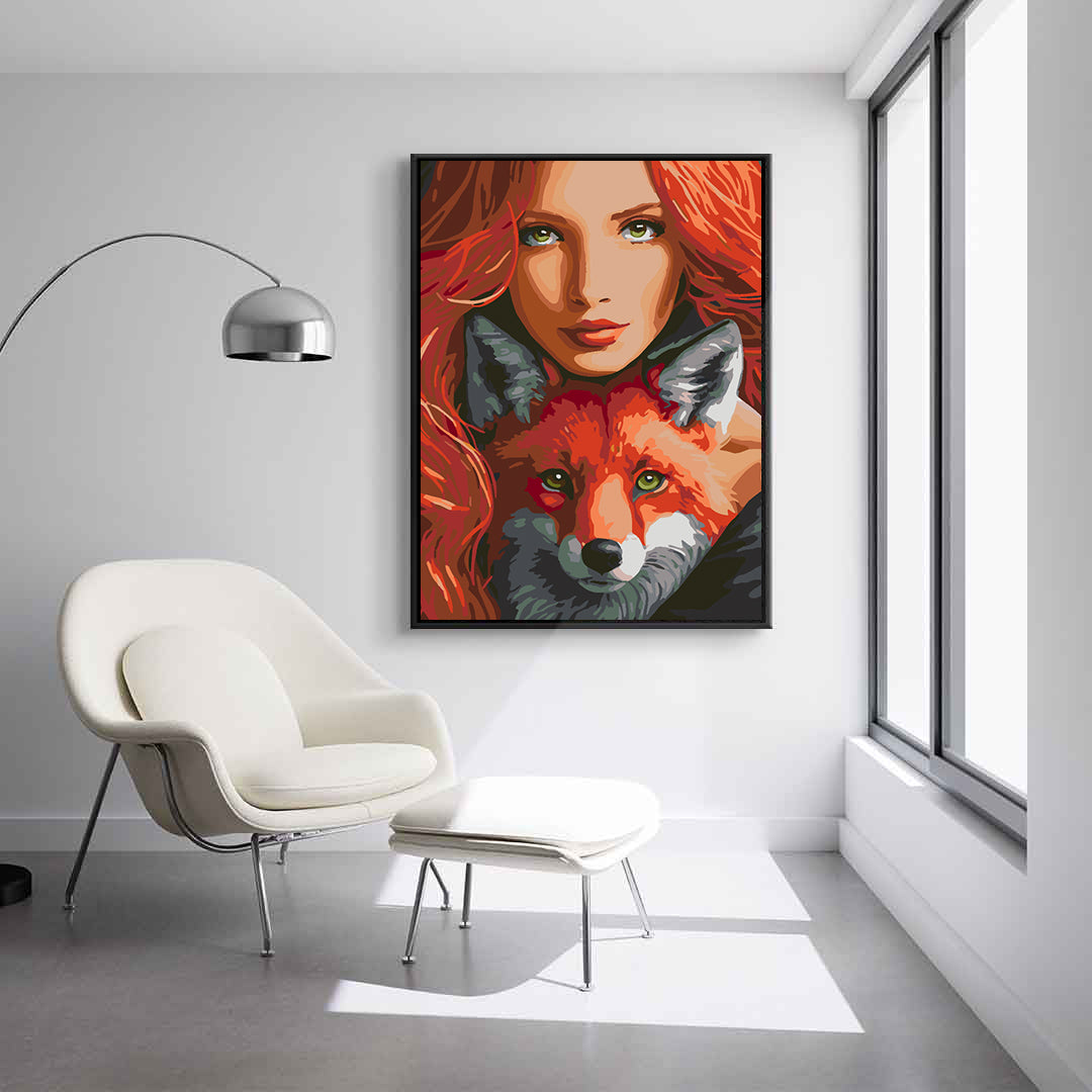 Paint by numbers - Woman with Fox Portrait 4402