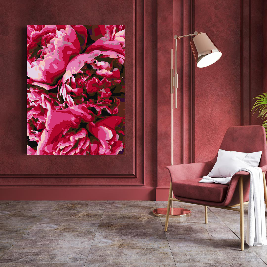 Pictura pe numere - Bujori Roz 4405