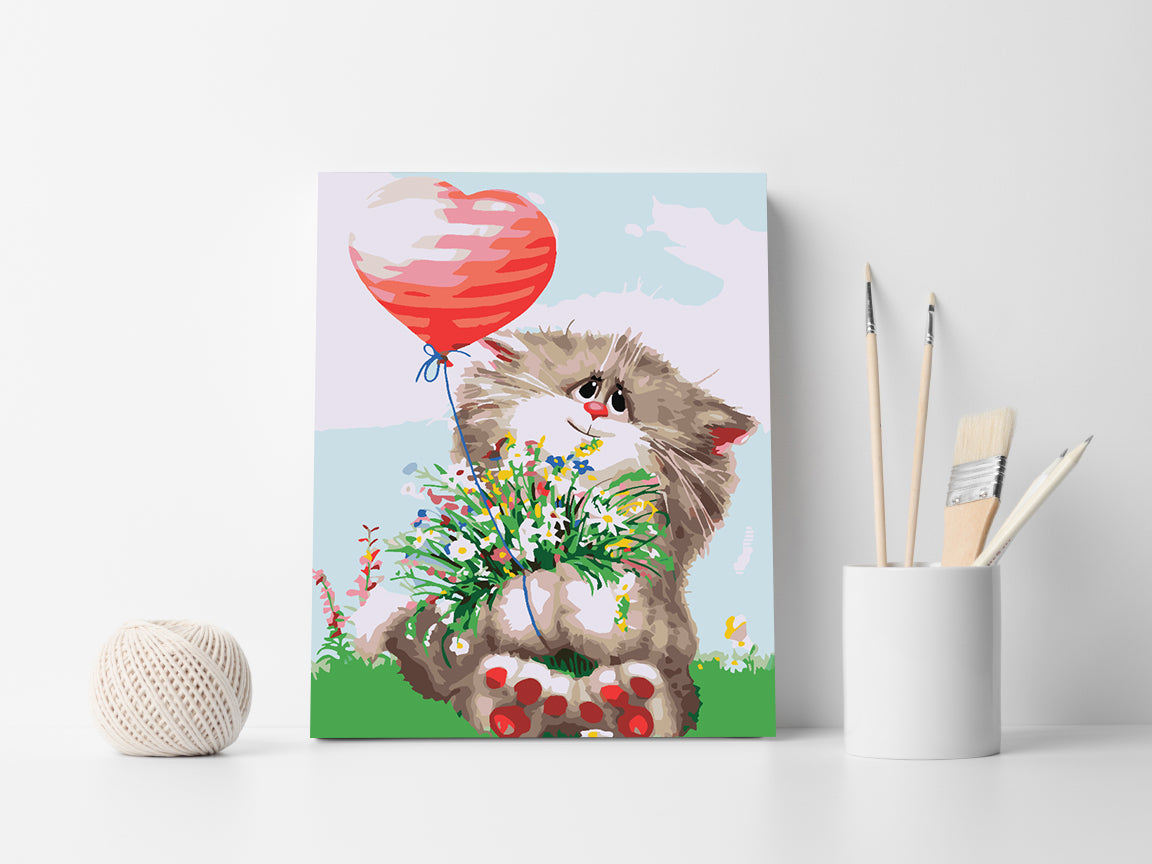 Paint by numbers - Cat with Heart 4423