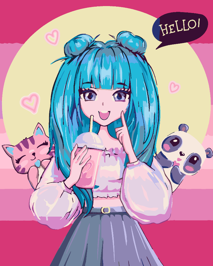 Painting by numbers - Little Anime Girl Portrait 4425