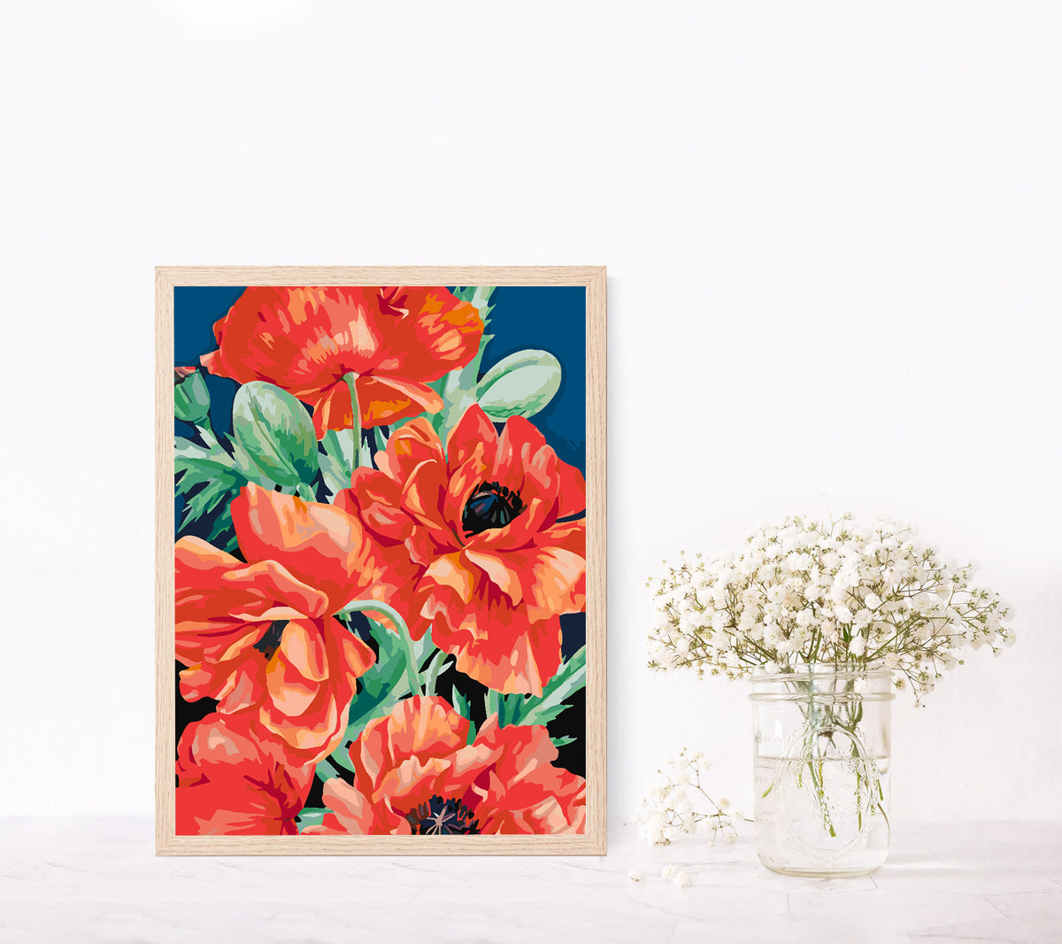 Pictura pe numere - Flori Rosii 4444