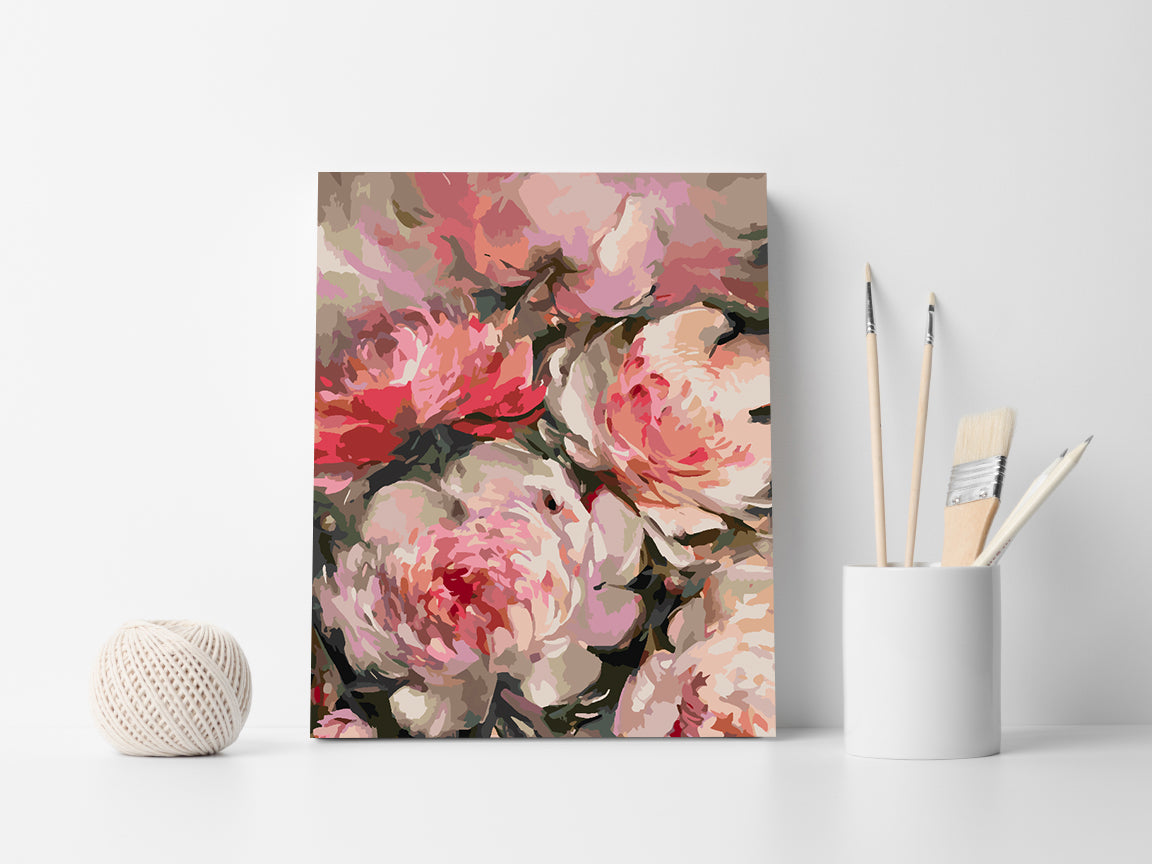 Pictura pe numere - Flori Roz 4451