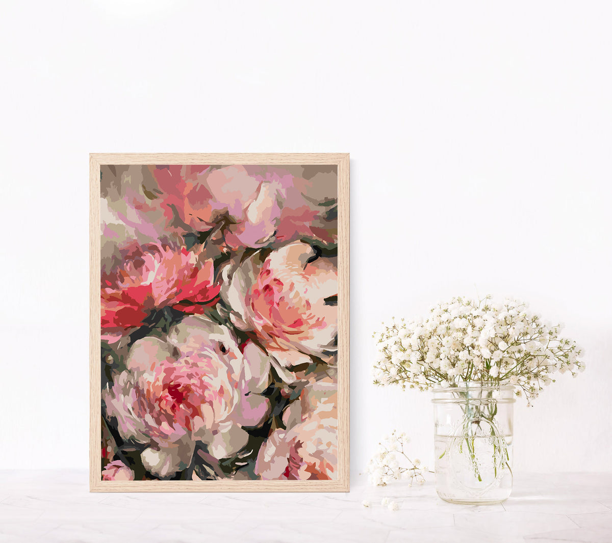 Pictura pe numere - Flori Roz 4451