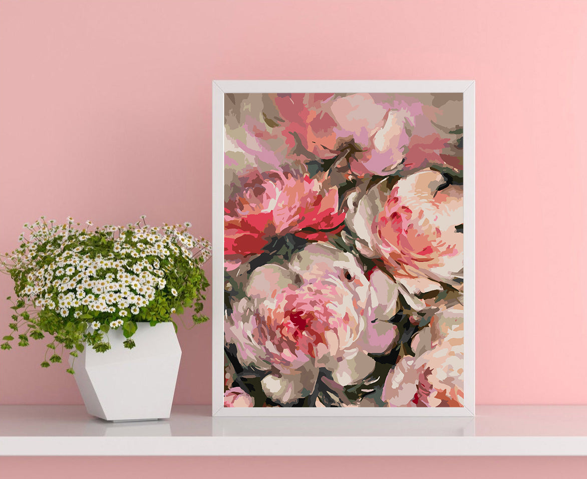 Pictura pe numere - Flori Roz 4451