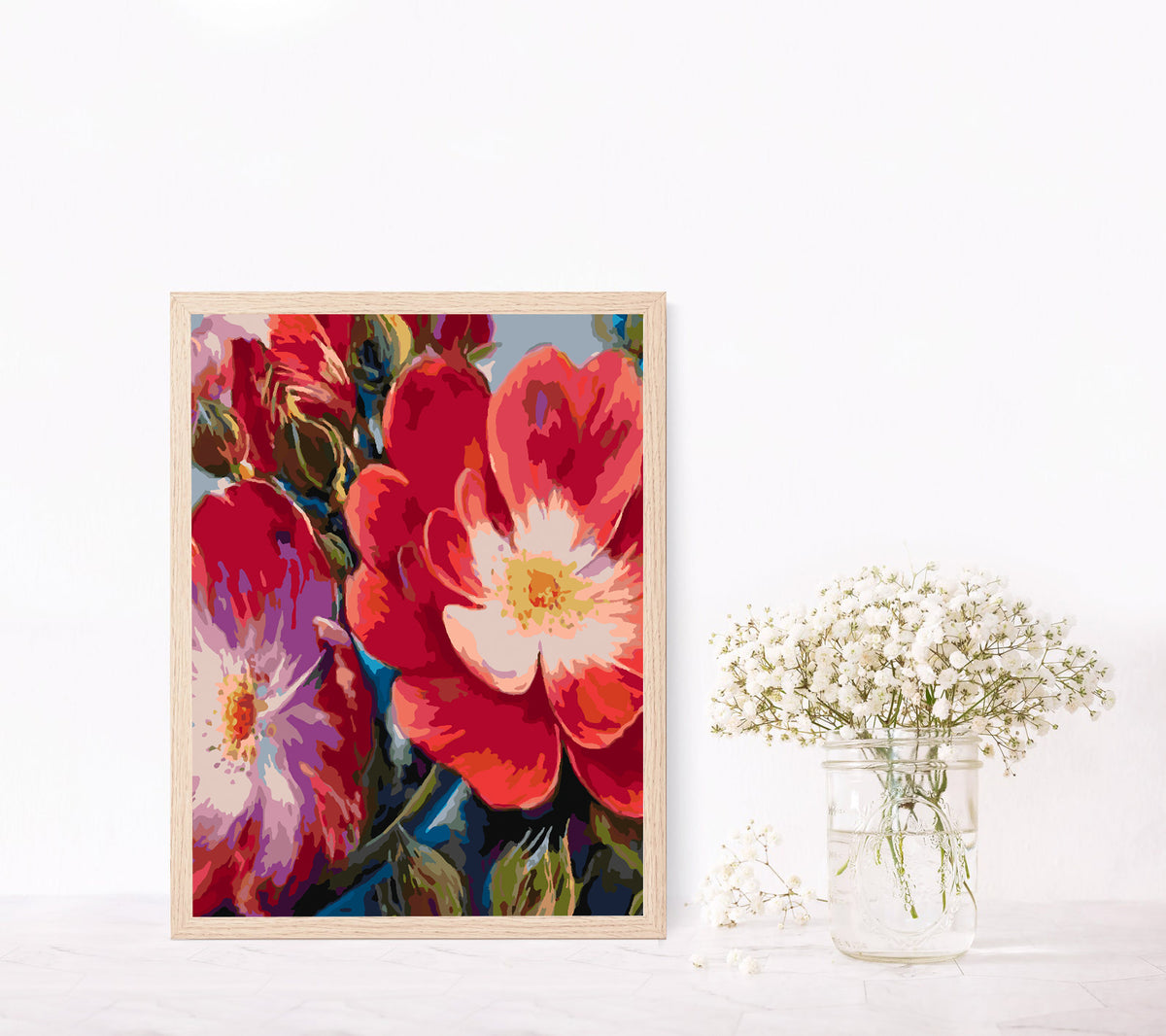 Pictura pe numere - Flori Rosii 4466