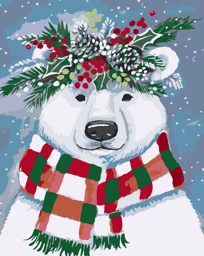 Paint by numbers - White Bear with Scarf 4475