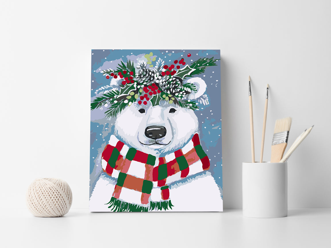 Paint by numbers - White Bear with Scarf 4475