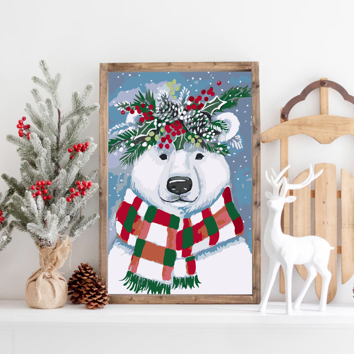 Paint by numbers - White Bear with Scarf 4475