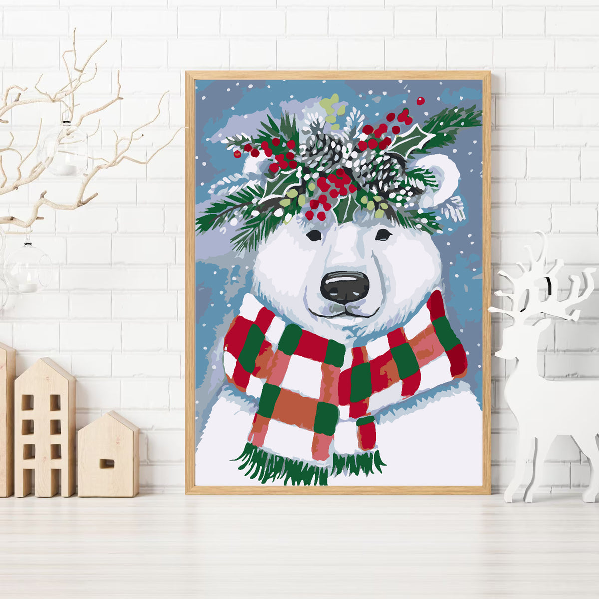 Paint by numbers - White Bear with Scarf 4475