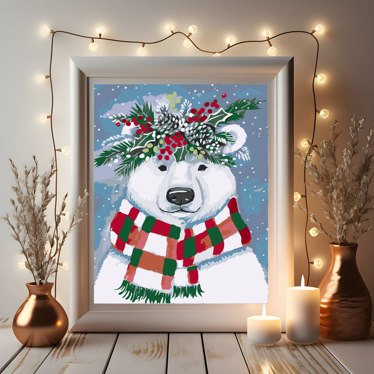 Paint by numbers - White Bear with Scarf 4475