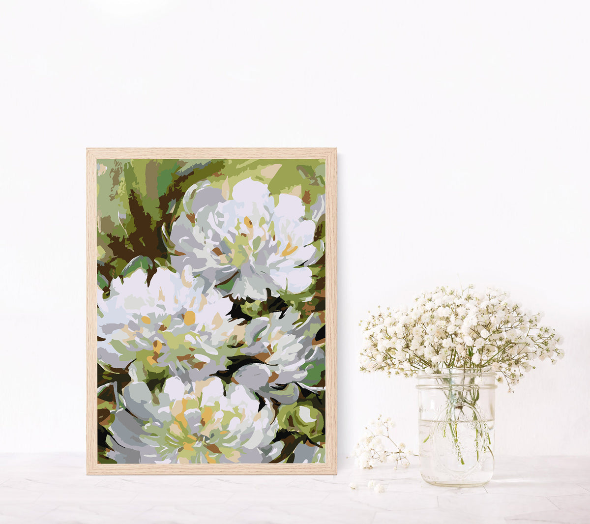 Pictura pe numere - Bujori Albi 4481