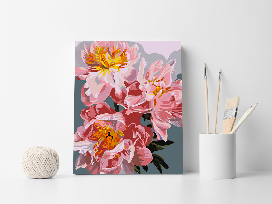 Pictura pe numere - Flori Roz 4483