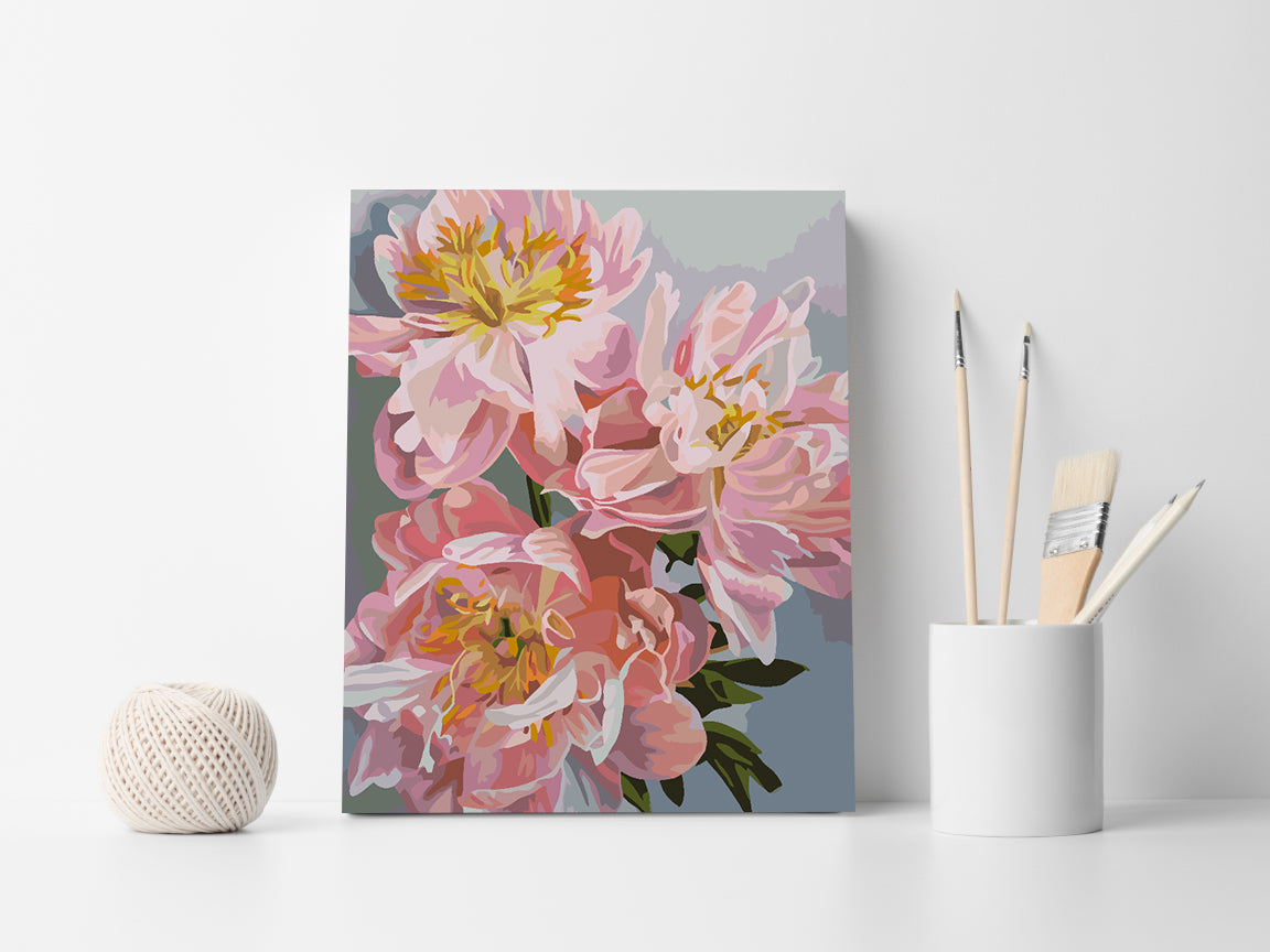 Pictura pe numere - Flori Roz 4486