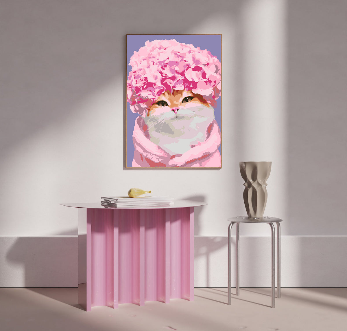 Pictura pe numere - Pisica Roz 4497