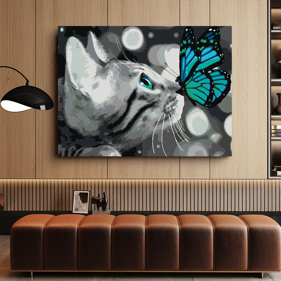 Pictura pe numere - Pisica cu Fluture 4500