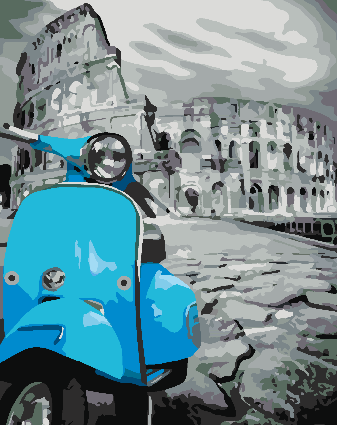 Paint by numbers - Blue Motorcycle in Rome 4506