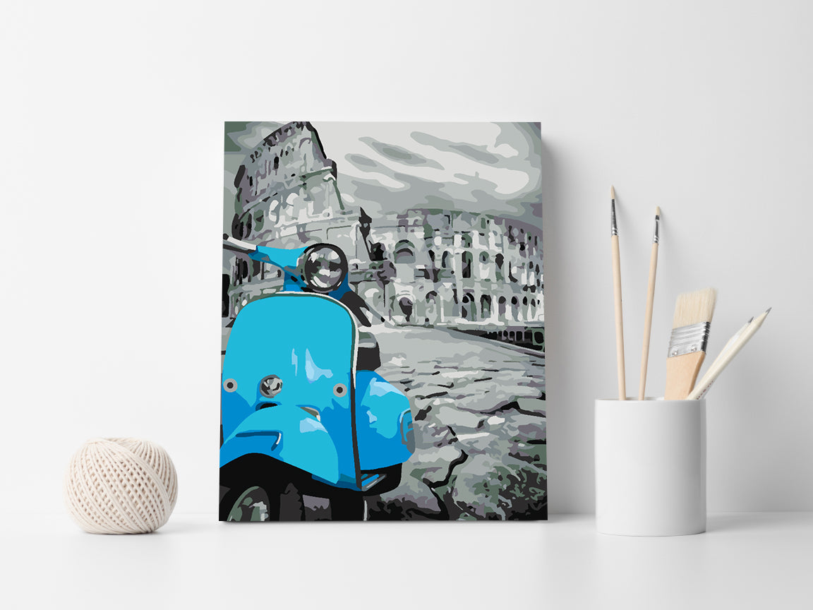 Paint by numbers - Blue Motorcycle in Rome 4506