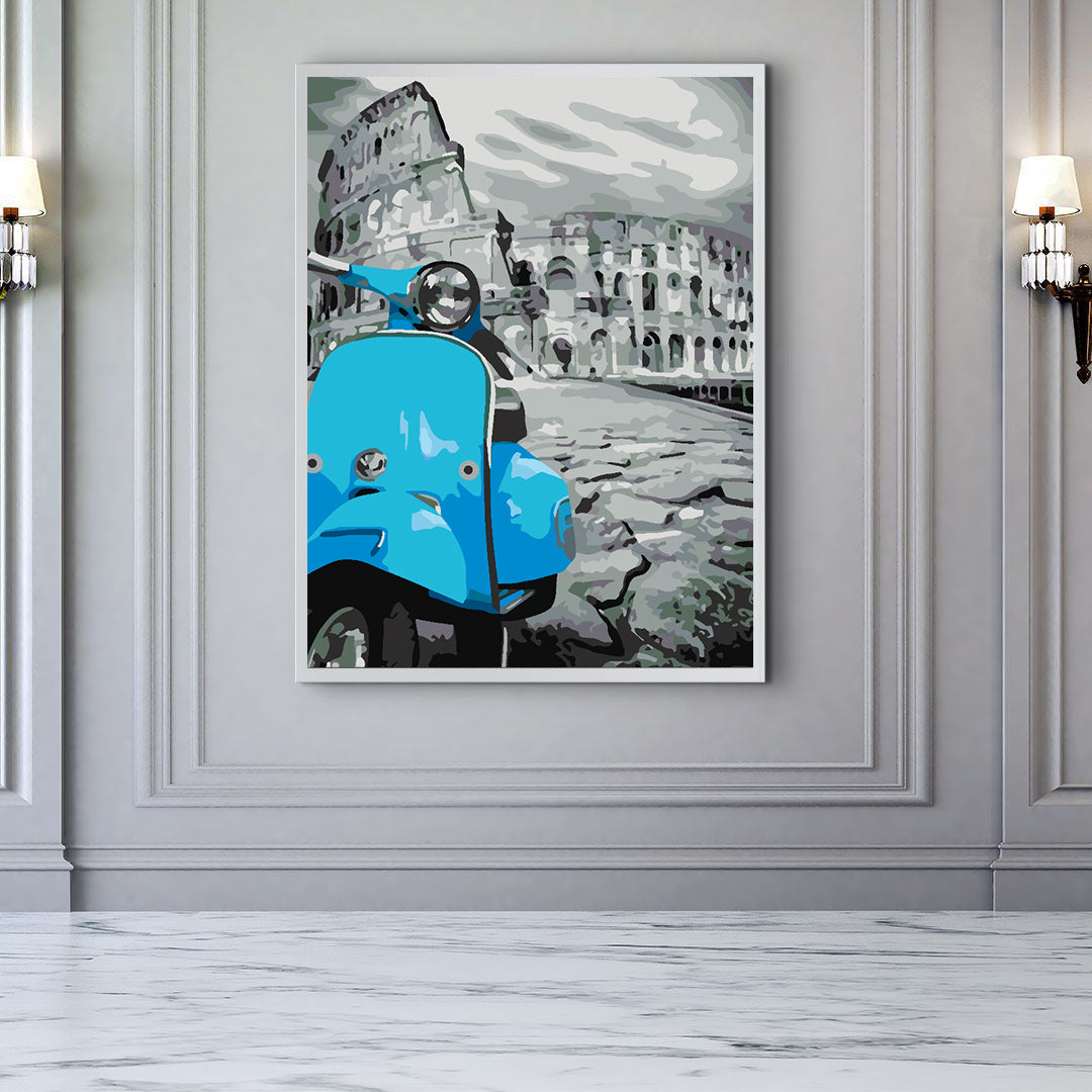 Paint by numbers - Blue Motorcycle in Rome 4506