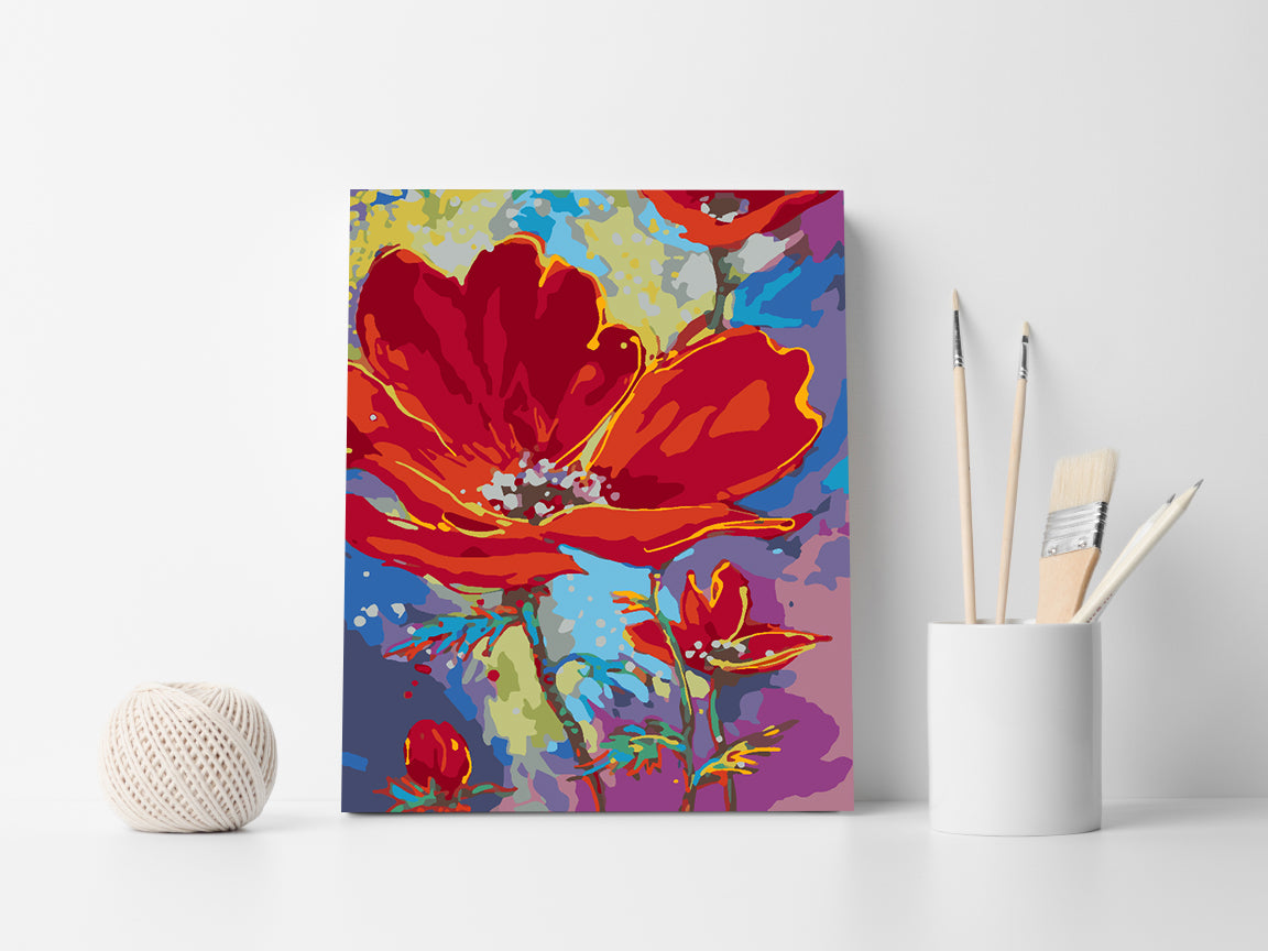 Pictura pe numere - Flori Rosii 4508