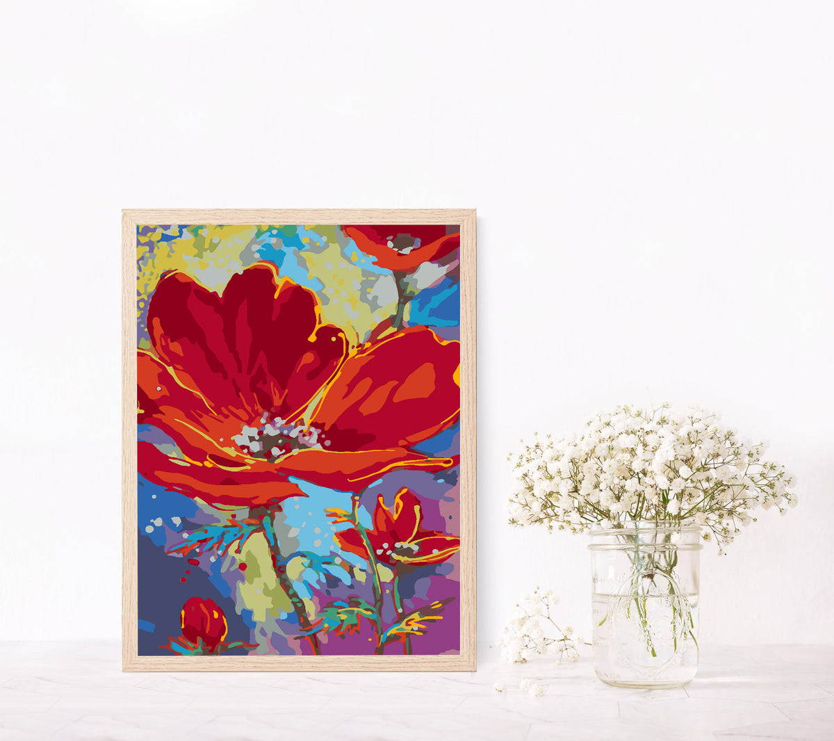 Pictura pe numere - Flori Rosii 4508