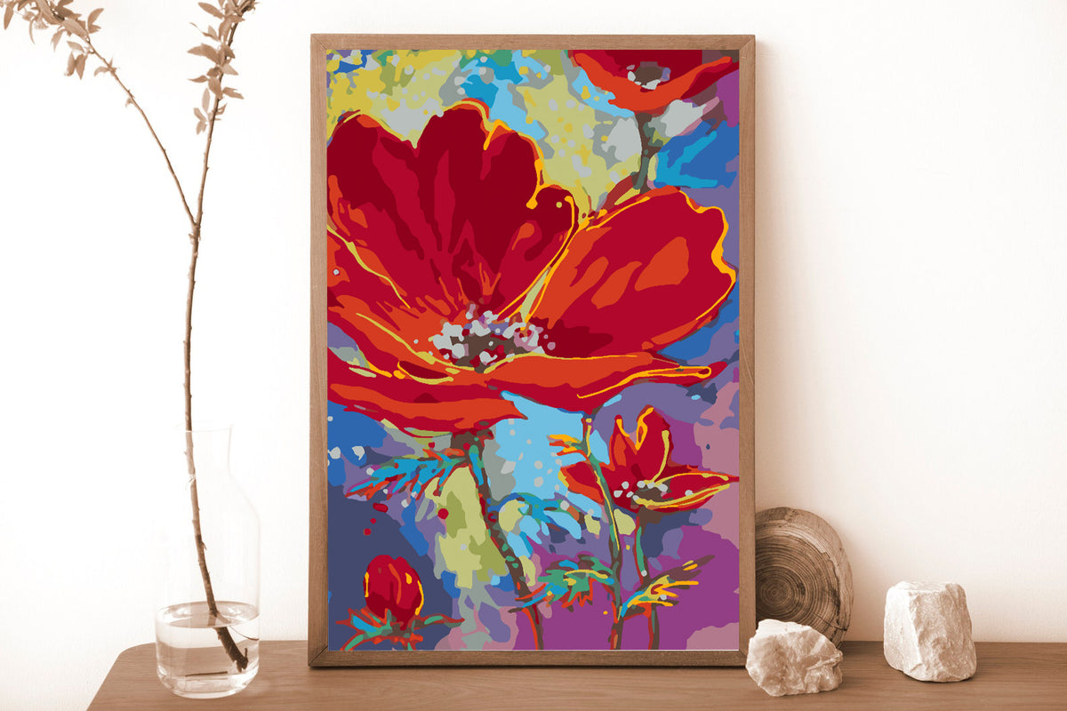 Pictura pe numere - Flori Rosii 4508