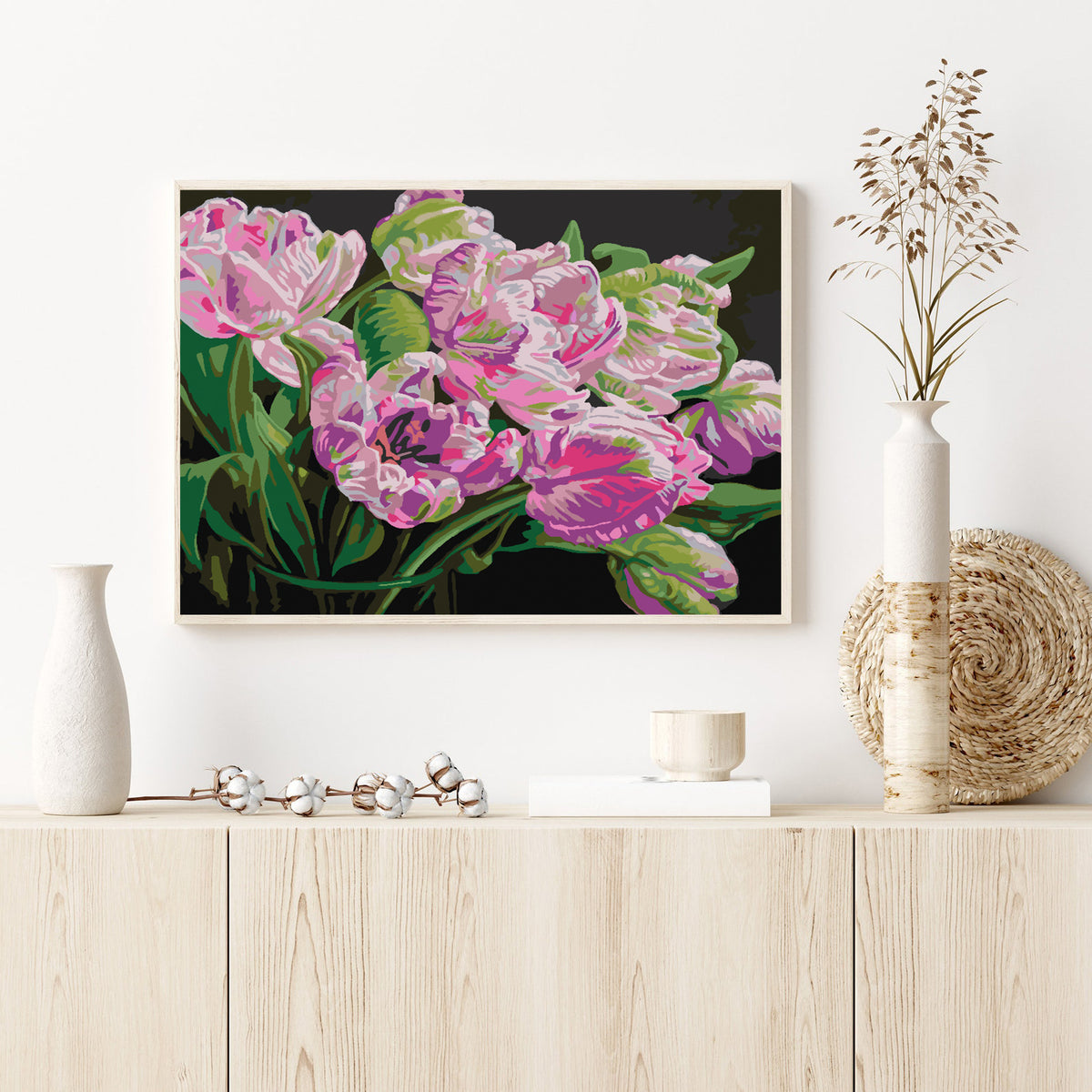 Pictura pe numere - Flori Roz 4513