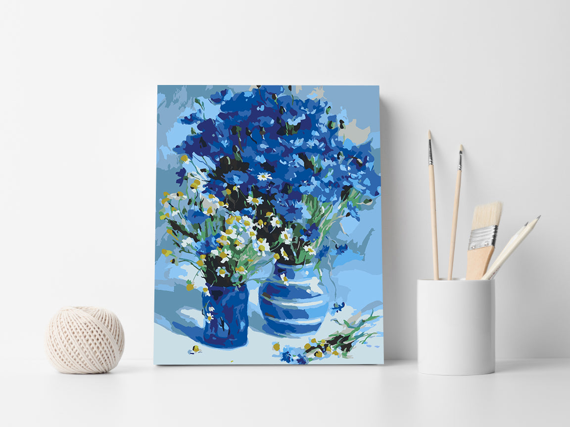 Paint by numbers - Blue Flowers in Vase 4549