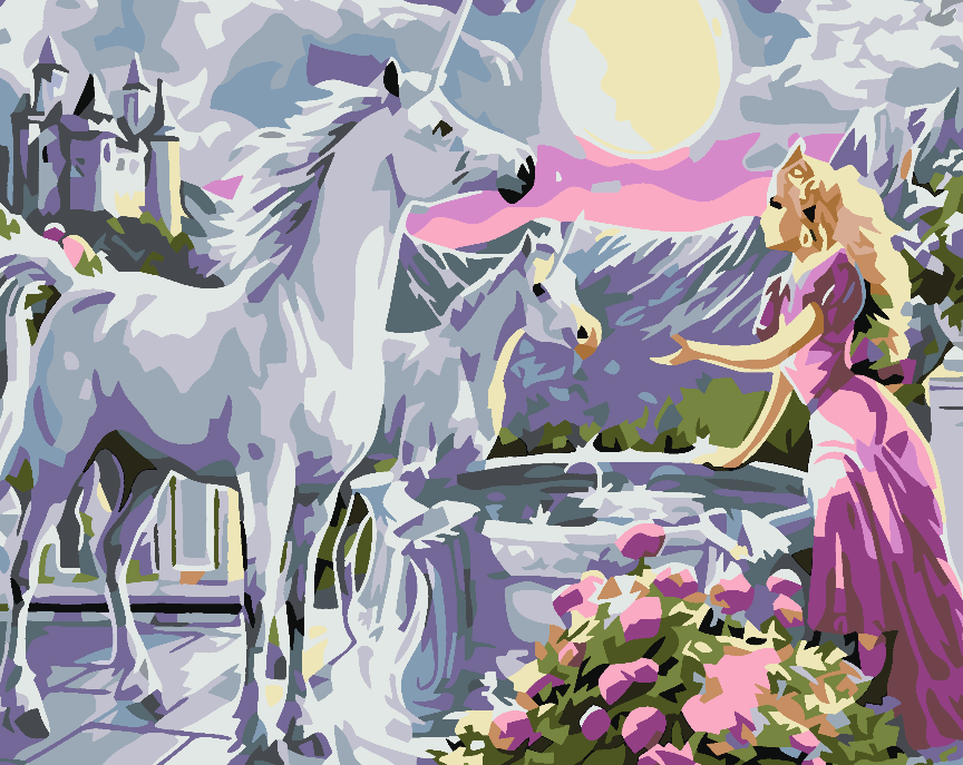 Paint by numbers - Princess with Unicorns 4558