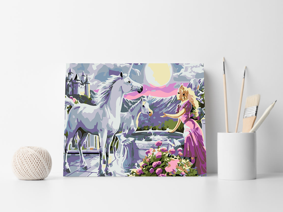 Pictura pe numere - Printesa cu Unicorni 4558