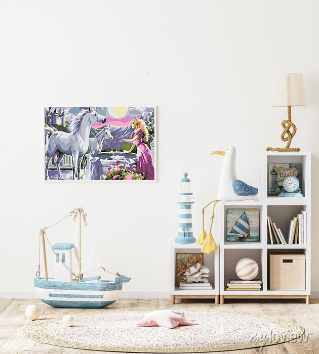 Pictura pe numere - Printesa cu Unicorni 4558