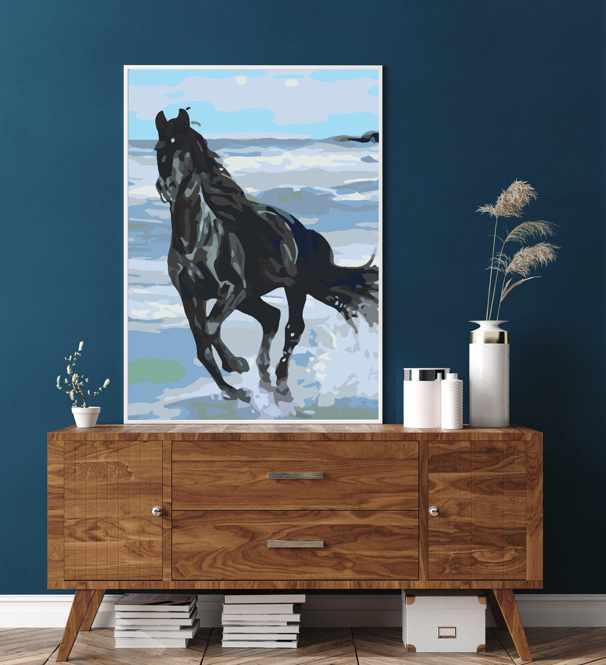 Paint by numbers - Black Horse on the Beach 4561