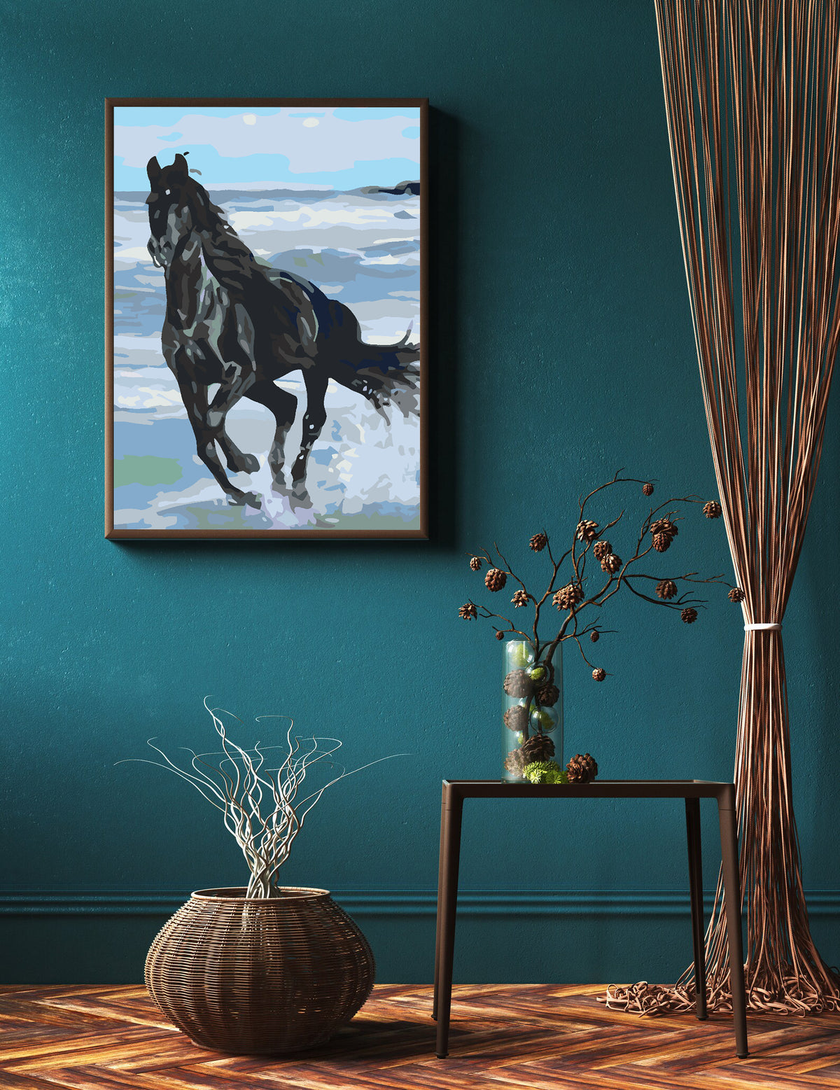 Paint by numbers - Black Horse on the Beach 4561