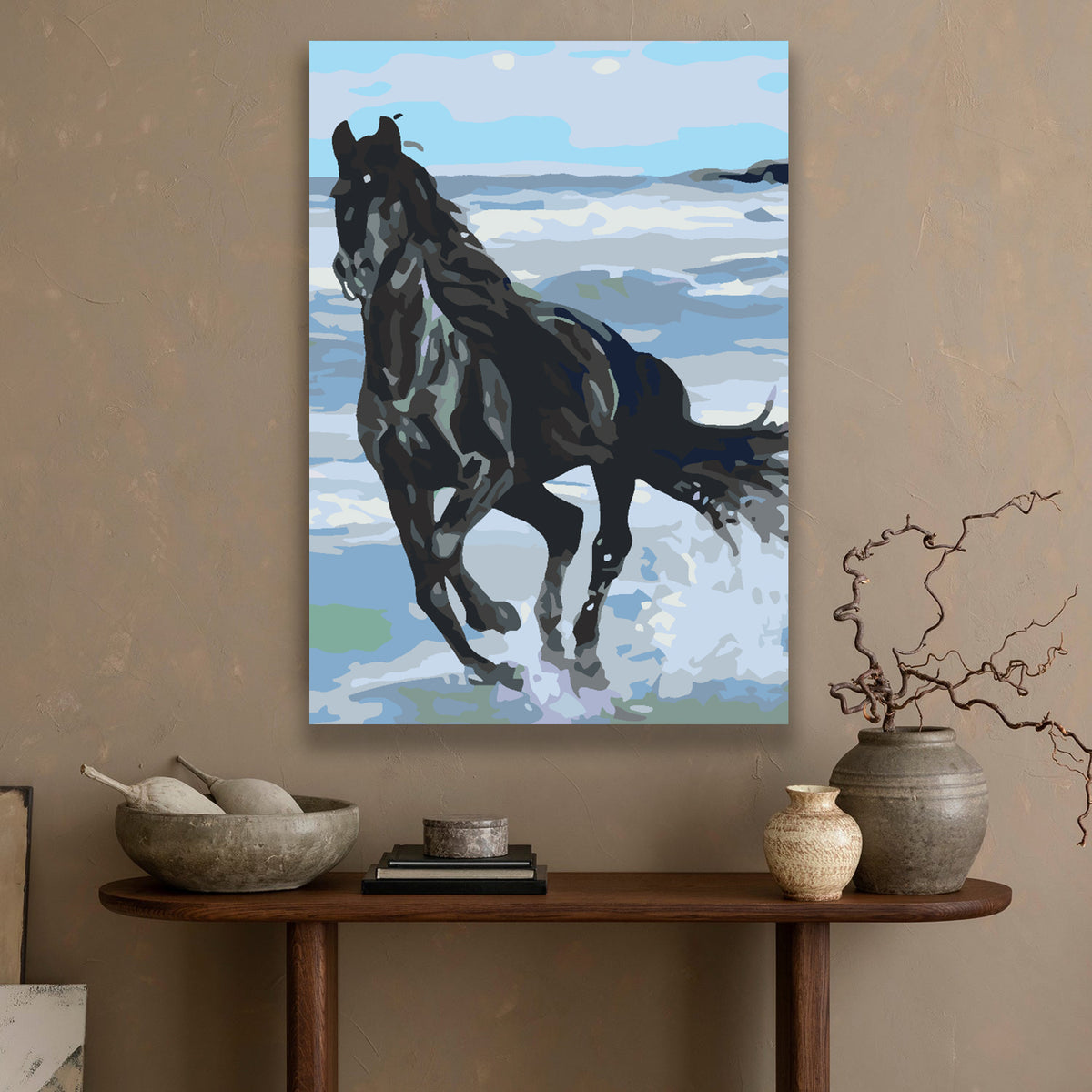 Paint by numbers - Black Horse on the Beach 4561