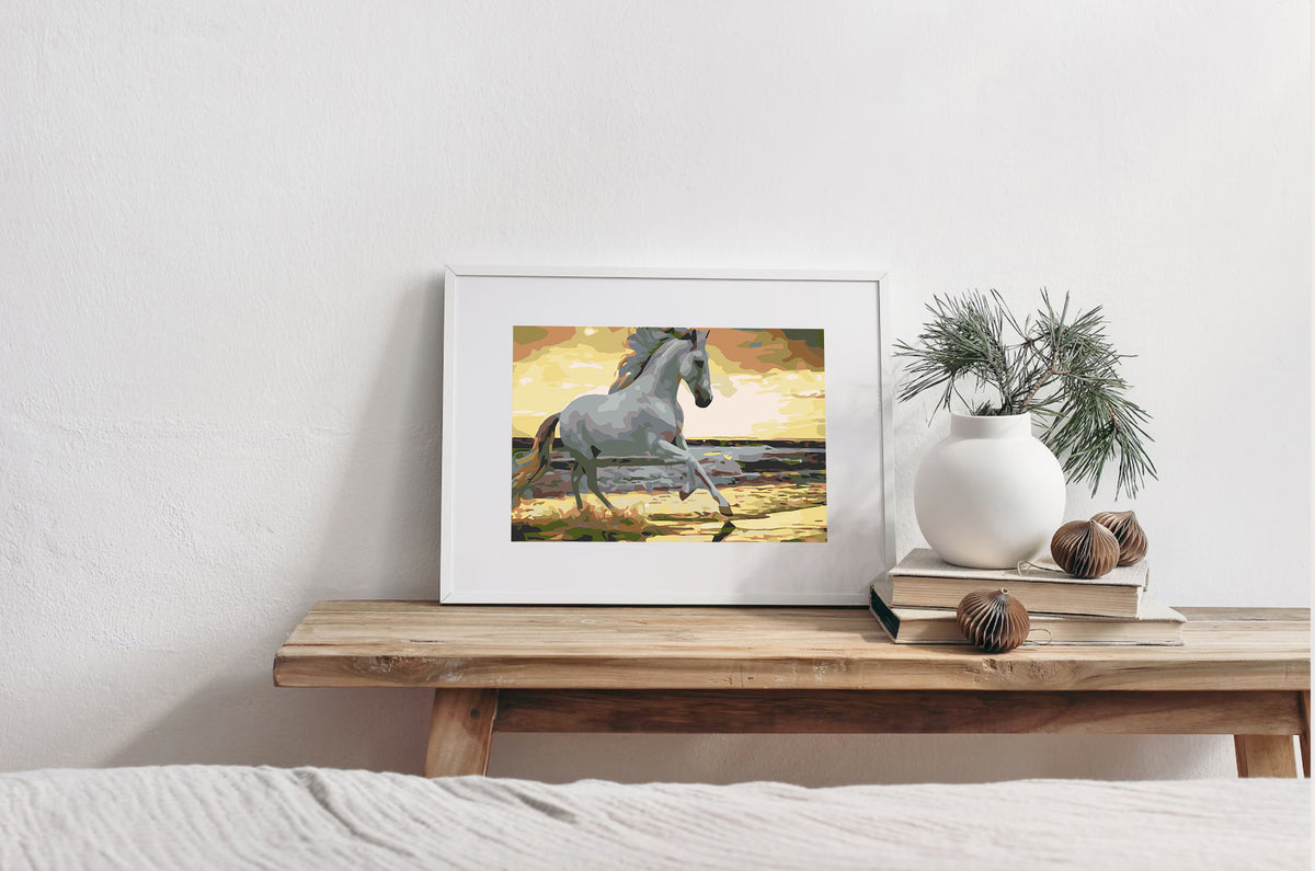 Paint by numbers - White Horse on the Beach 4562