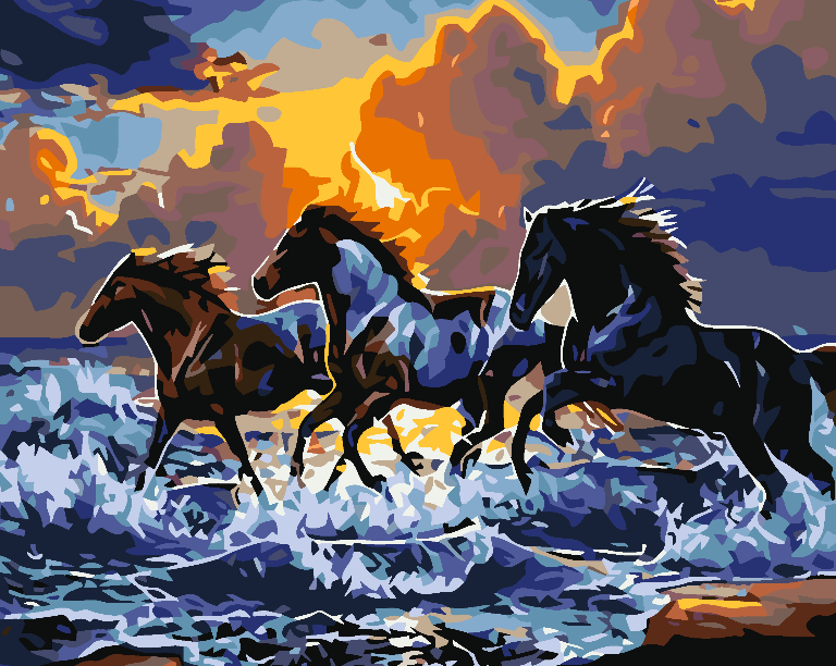 Paint by numbers - Horses on the Beach 4564