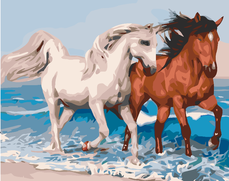Paint by numbers - Horses on the Beach 4575