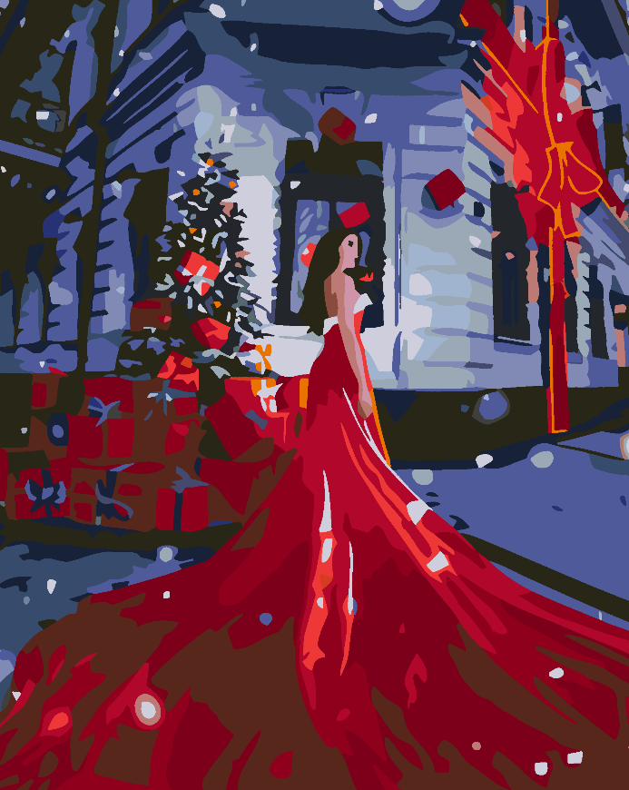 Paint by numbers - Woman in Red Dress 4590